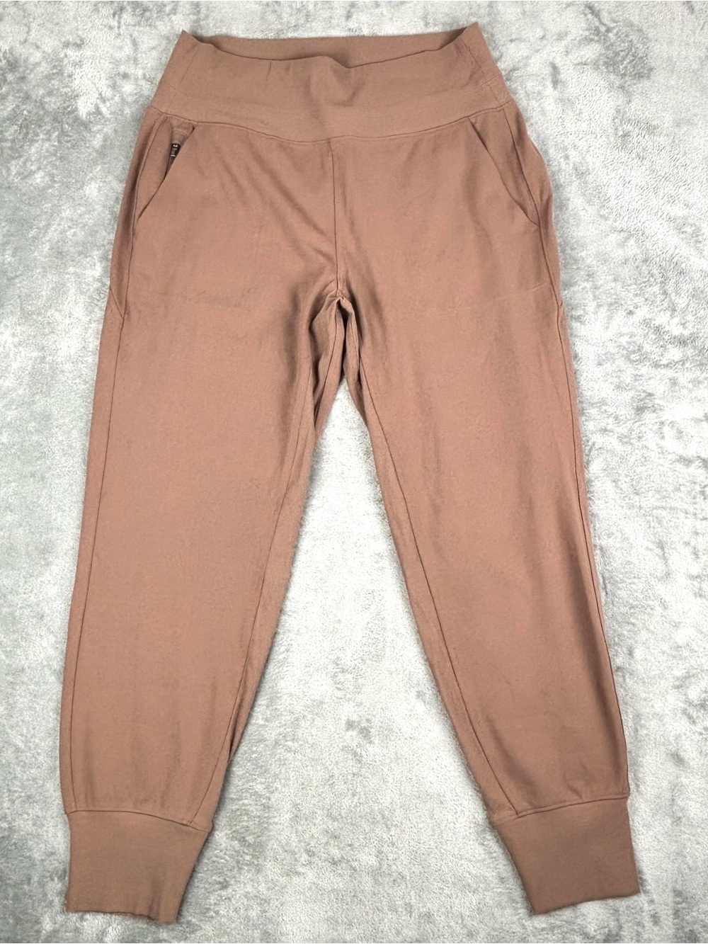 Athleta Pants Women Medium Brown Venice Joggers High Rise Zip Pockets Stretch